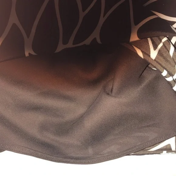 Ann Taylor Petite Brown/white Leaves Tank Top W/ Pink Ribbon Tie At Neck Blouse - Picture 6 of 7